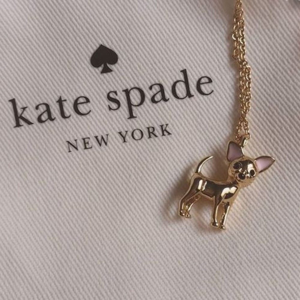 Kate Spade mini Chihuahua pendant and necklace